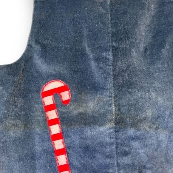 Vintage Maggie Mackall 1950’s Toddler Blue Velvet Romper w/ candy cane Appliqué - Picture 8 of 11